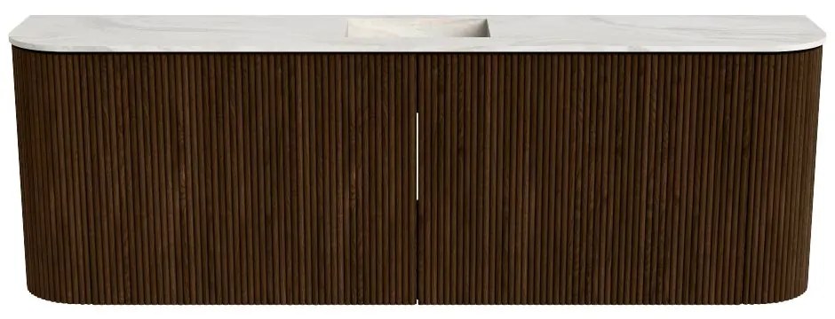Mondiaz Joya DLux 125cm toiletmeubel ronding links/rechts walnut met wastafel faye midden zonder kraangat ostra