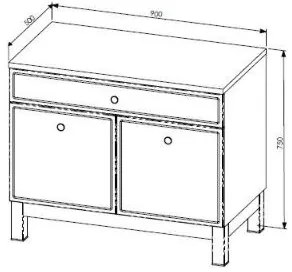 Comad Samoa badkamermeubel 90cm met witte waskom wit/eiken