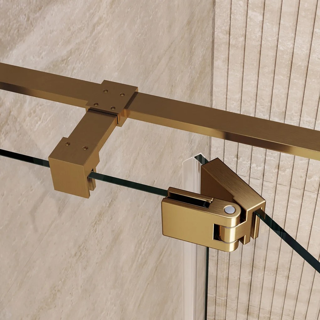 Brauer Stellar nisdeur met vaste wand 140cm messing geborsteld PVD
