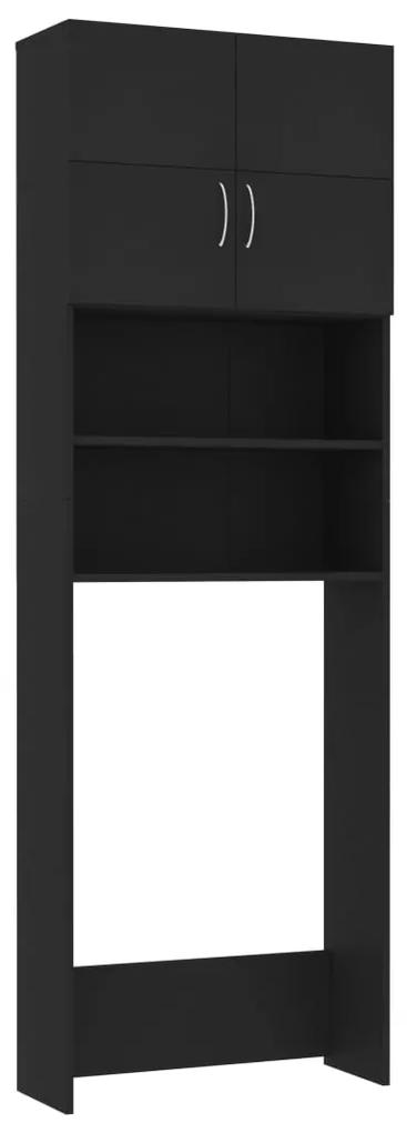 vidaXL Wasmachinekast 64x25,5x190 cm bewerkt hout zwart