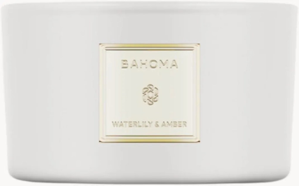 Handgegoten 3-lonts geurkaars Waterlily & Amber (neroli, roos, sandelhout)