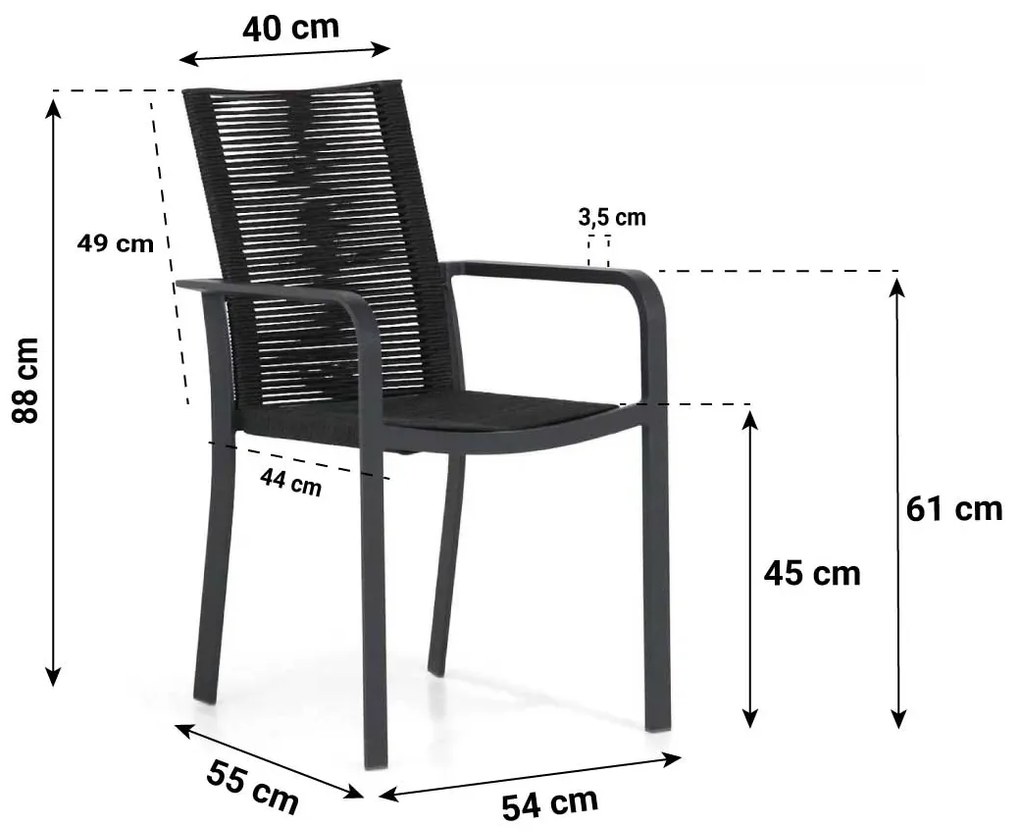 Santika Furniture Santika Annisa/Yoko Dining Tuinset Aluminium/rope Grijs 5-delig