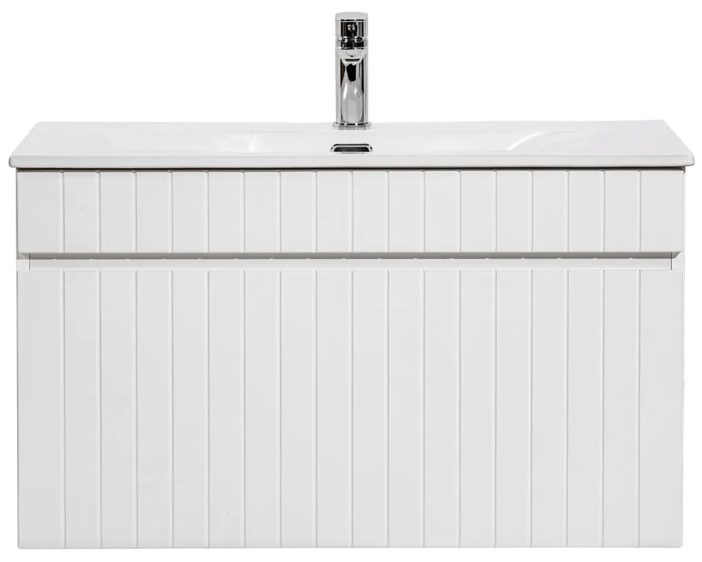 Comad Iconic White badkamermeubel 80cm met witte wastafel 1 kraangat