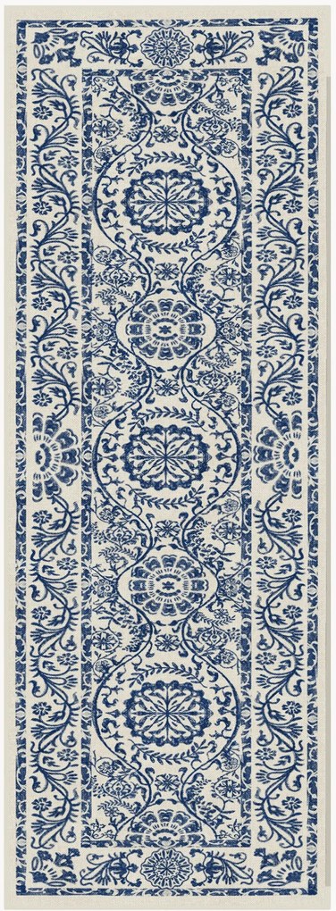 Wasbare laagpolige loper Delphina in donkerblauw