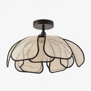 Plafondlamp Vidson Ø50 Cm & Linnen En Katoen Natuurlijk - Zwart - Sklum