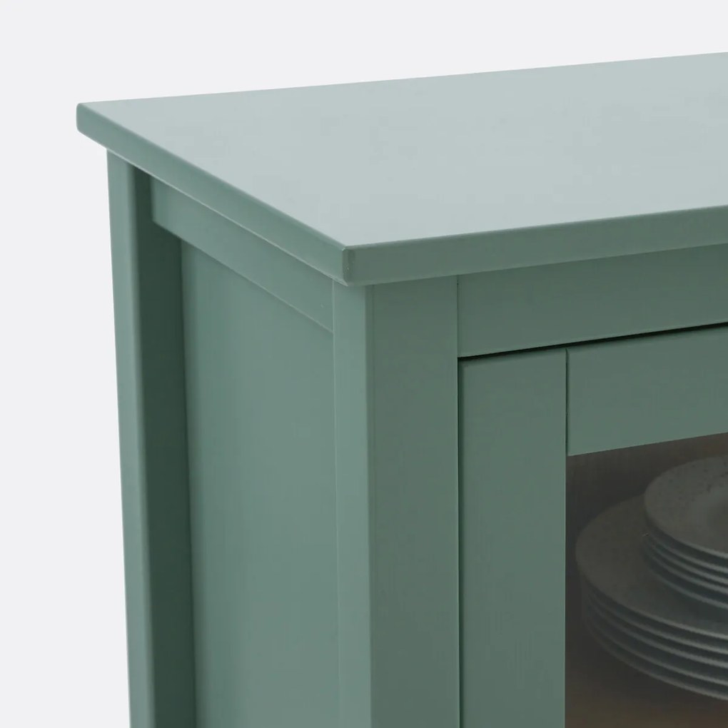 3-deurs vitrinekast van grenen en MDF, 160 cm lang, Alvina