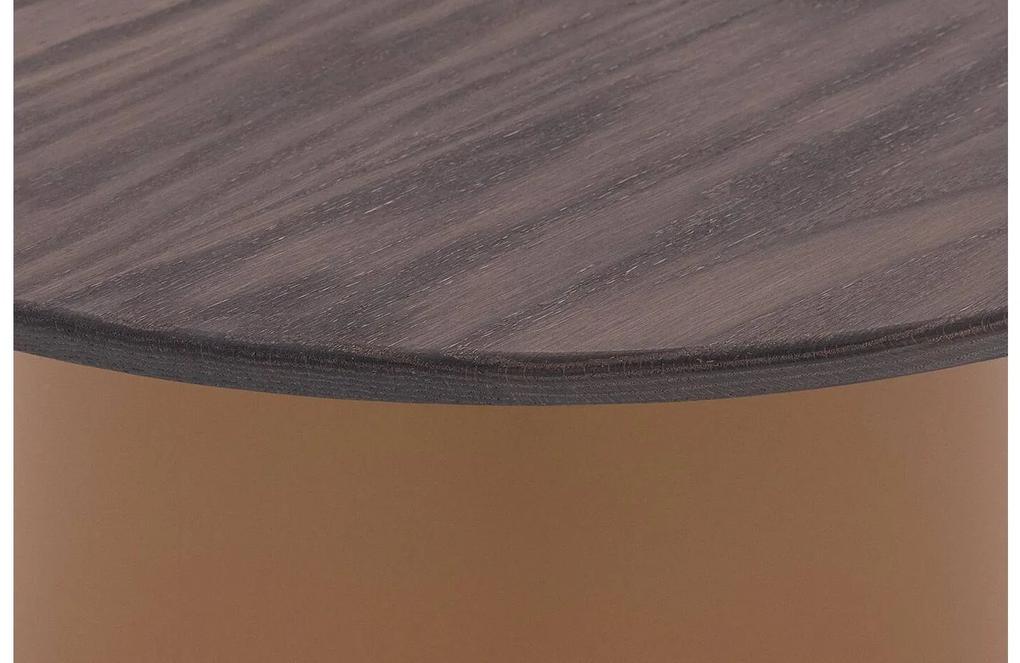 Goossens Excellent Salontafel Uniek rond, hout eiken donker bruin, elegant chic, 70 x 37 x 70 cm