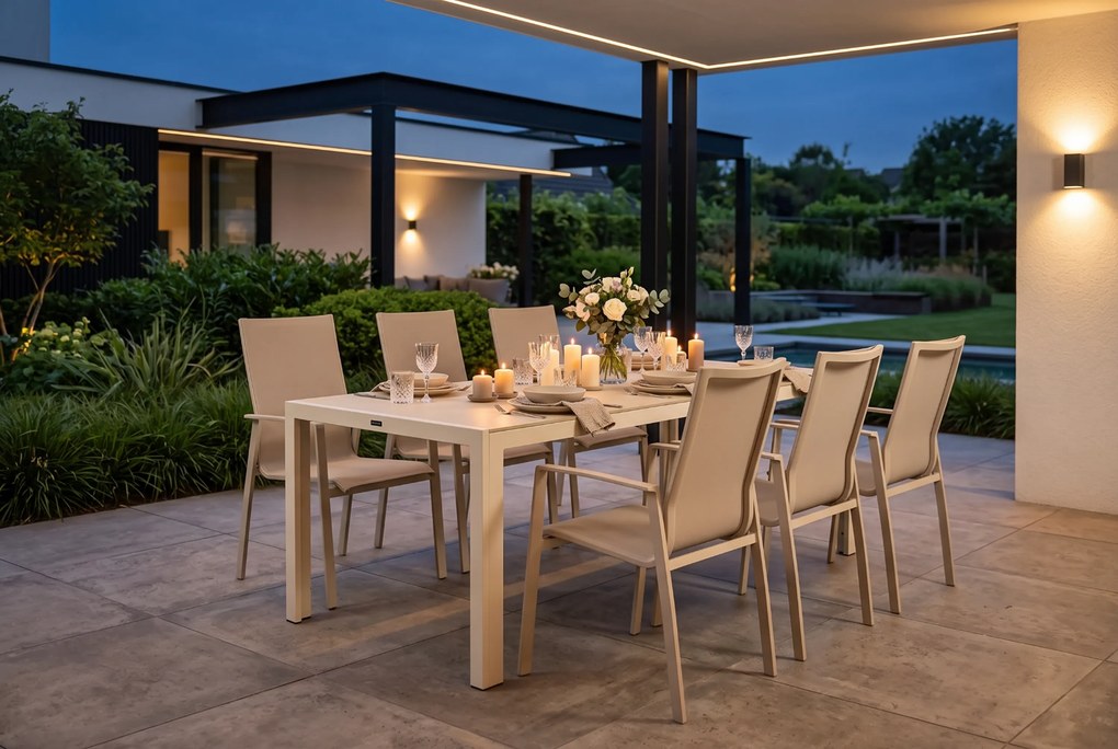 Tuinset 6 personen 205 cm Aluminium Zand/Beige Lifestyle Garden Furniture Ultimate/Creta