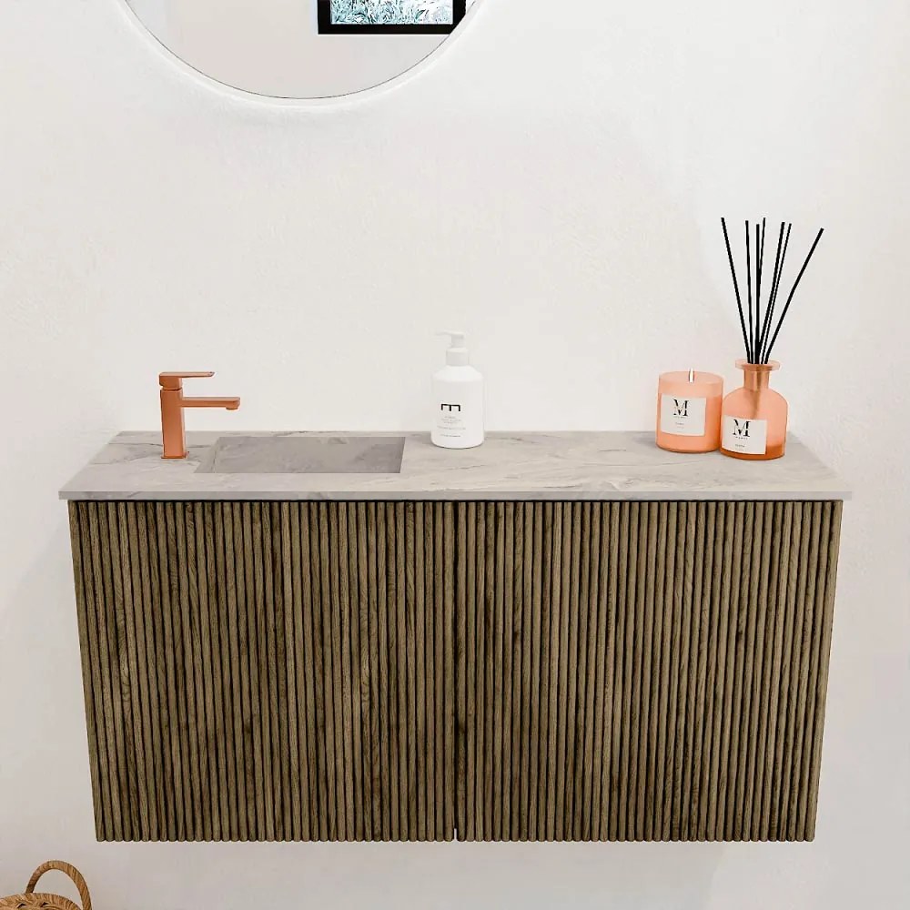 Mondiaz Joya DLux 80cm toiletmeubel dusk met wastafel faye links 1 kraangat glace