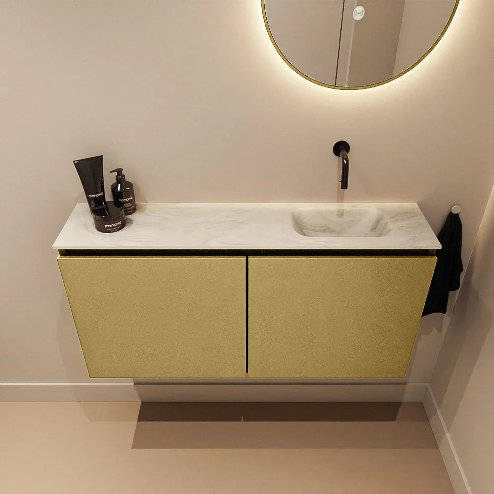 Mondiaz Ture DLux toiletmeubel 100cm oro met wastafel ostra rechts zonder kraangat