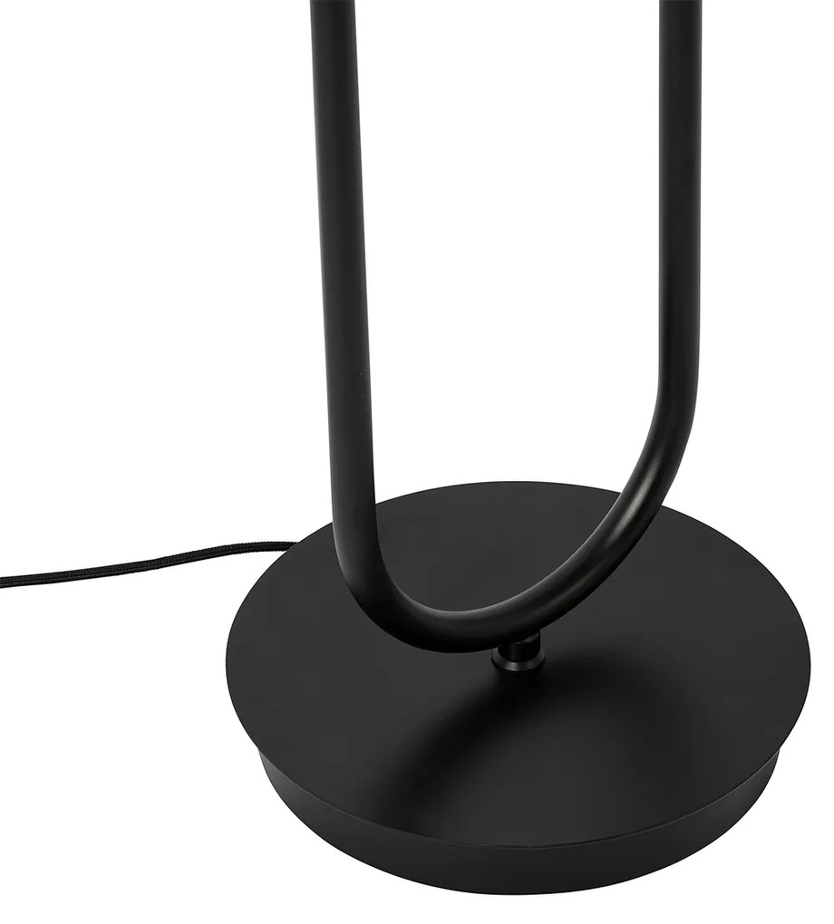 Art Deco vloerlamp zwart met smoke glas 2-lichts - Laura