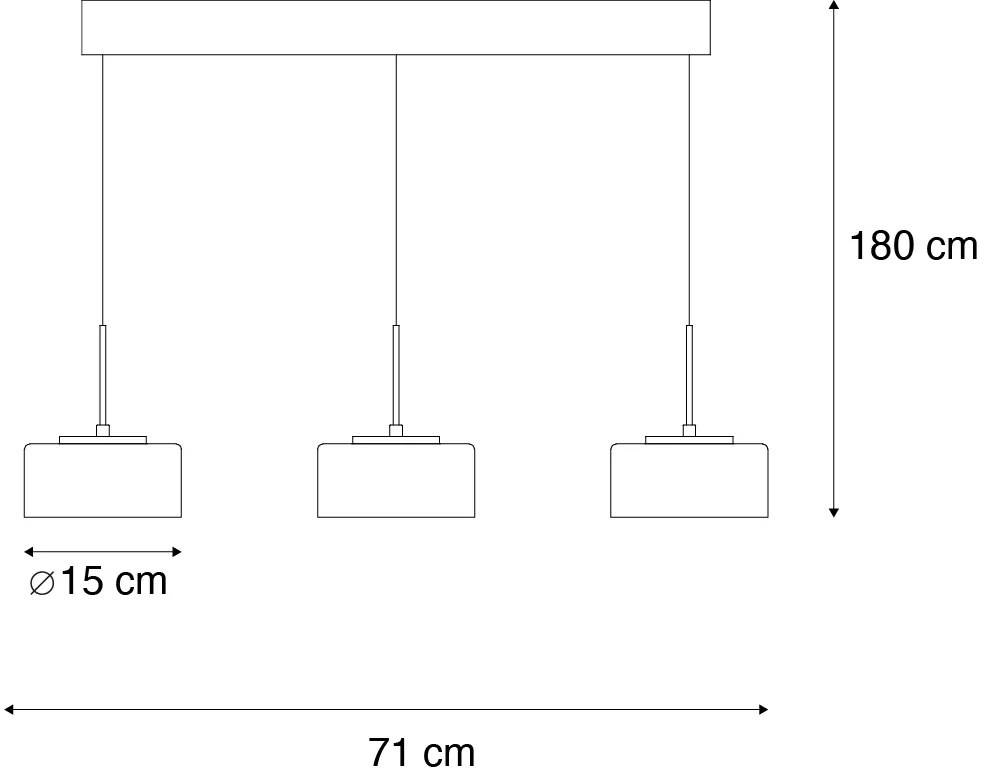 Eettafel / Eetkamer Hanglamp zwart met smoke glas incl. LED 3-lichts easylift - Rika Design rond Binnenverlichting Lamp