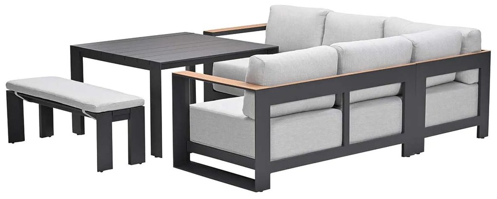 Garden Impressions Malakka lounge dining set 5-delig - valley sand - light teak look