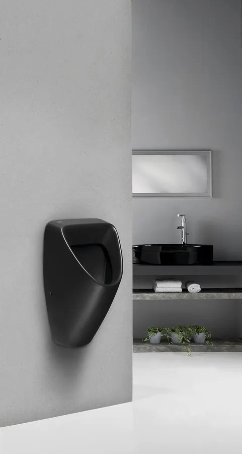 Bruckner Schwarn urinoir met spoeling 31.5x26.5cm zwart mat