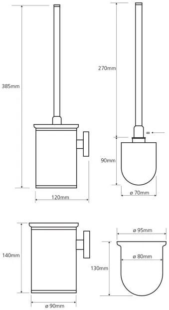 Sapho X-Round toiletborstelgarnituur klein chroom