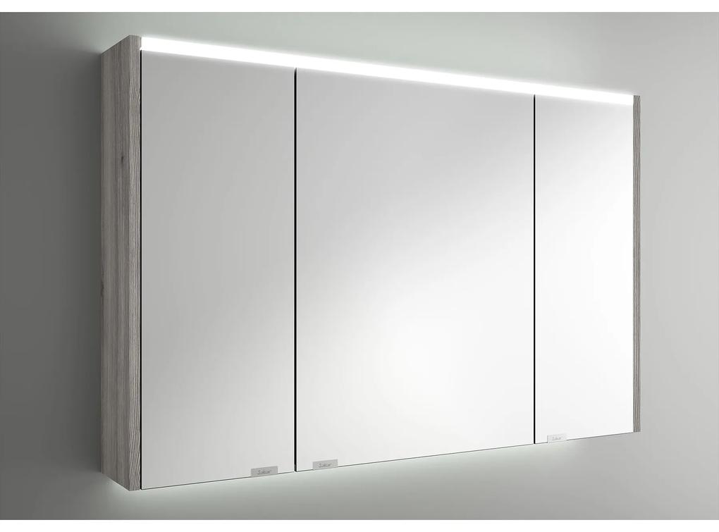 Muebles Ally spiegelkast met verlichting bovenkant 103x66cm grijs eiken