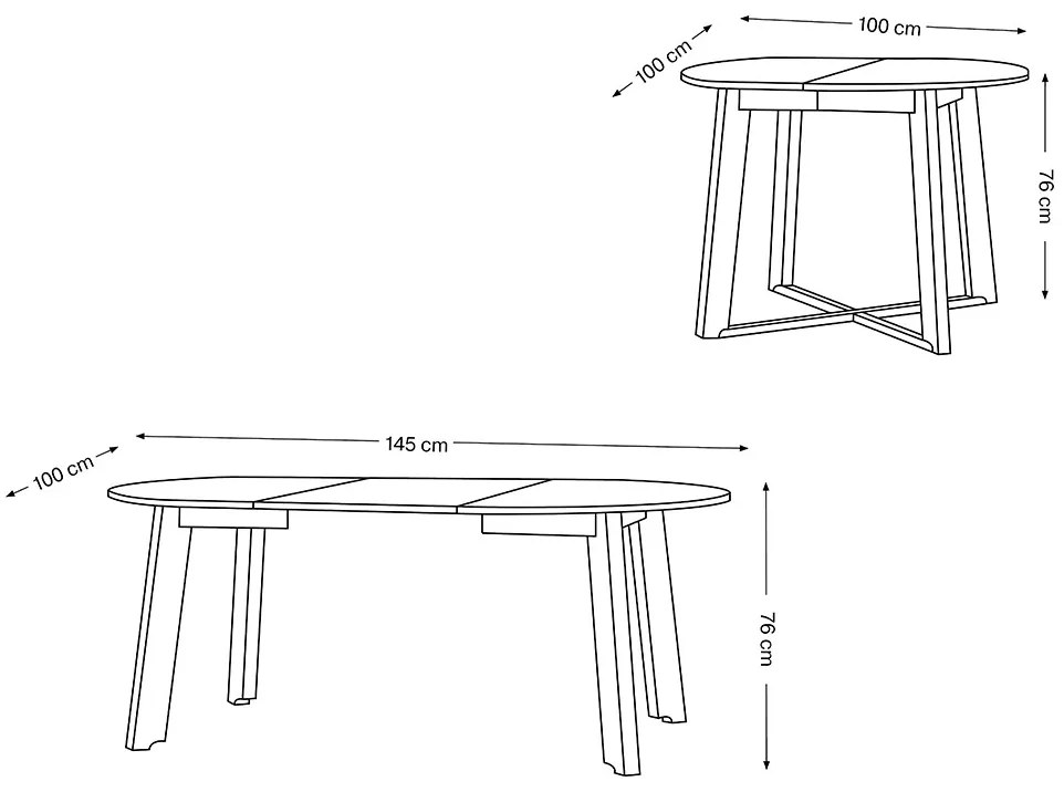 Ronde tafel, uitschuifbaar, FABIO Sonoma Eik/Wit mat