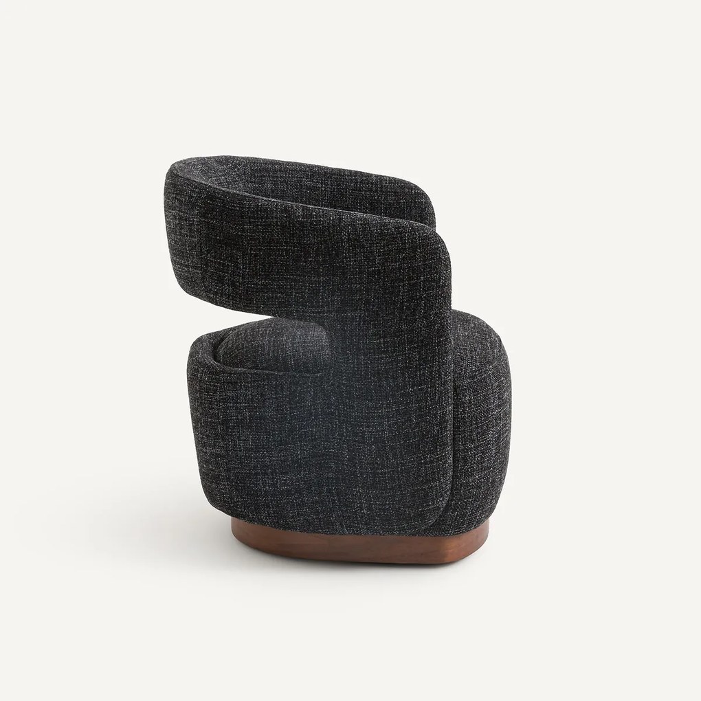 Draaifauteuil met walnoten onderstel, mêleestof, Jesper