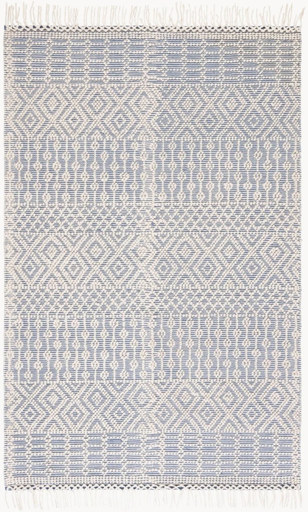 Handgeweven laagpolig wollen vloerkleed Vanya