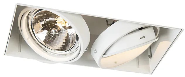 Set van 6 Grote Inbouwspot wit draai- en kantelbaar AR111 Trimless 2-lichts - Oneon QR111 / AR111 / G53 Binnenverlichting Lamp