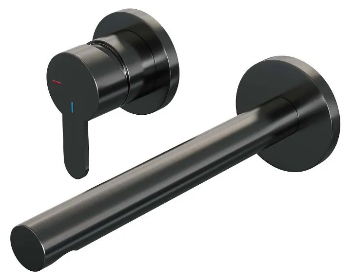 Brauer Gunmetal Edition ColdStart wastafelkraan inbouw rechte uitloop en rozetten model D2 gunmetal geborsteld PVD