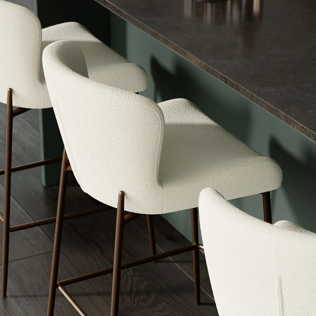Dan-Form Glam Counter Barstoel Boucle Almond Shimmer Antique Brass