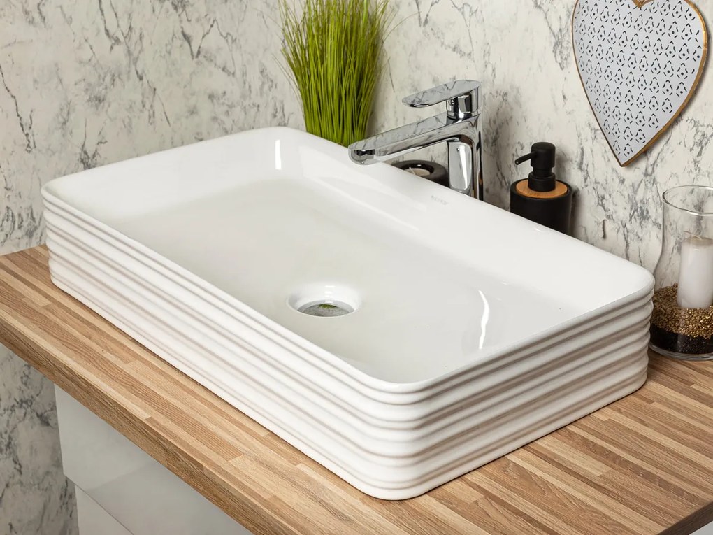 Kerra KR053 waskom rechthoekig glans wit 67.5x37.5x12cm
