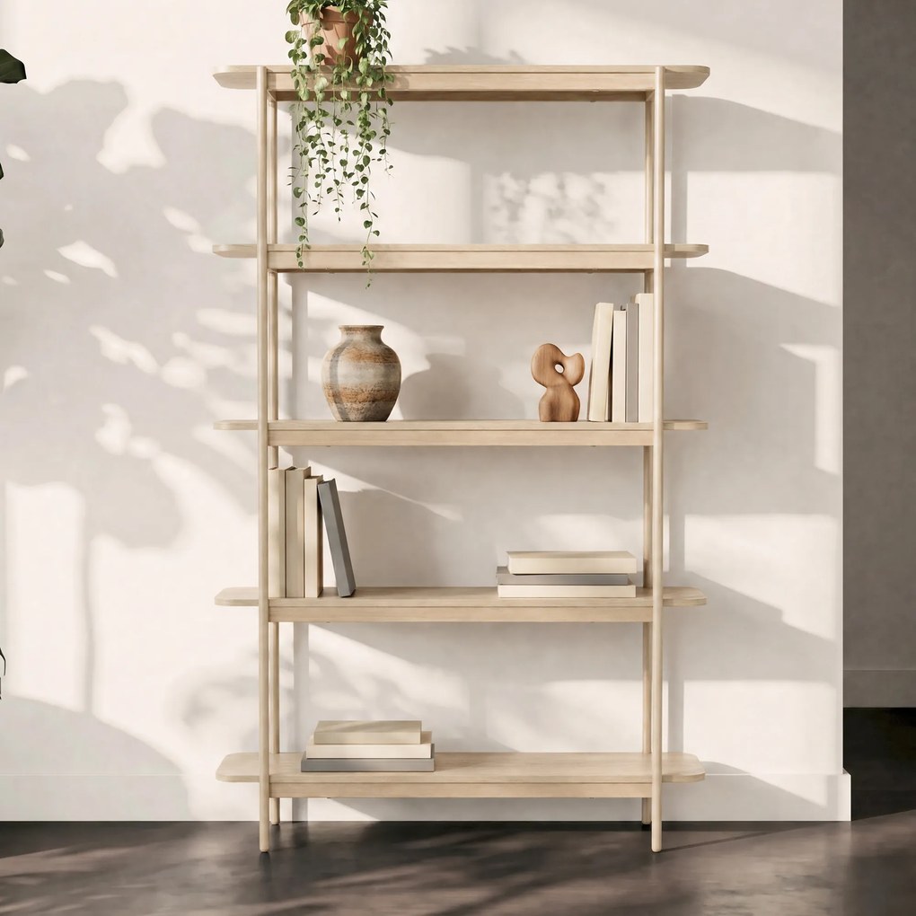 Openkast Met Vijf Planken Whitewash - 120x40x190cm.