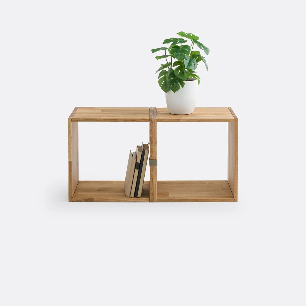 Set van 2 opbergkubussen, massief eiken, EDGAR