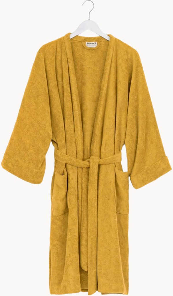 Unisex badjas Curry van katoen