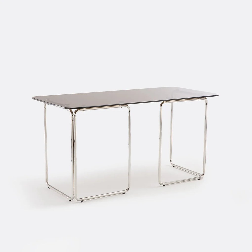 Bureau van glas en verchroomd staal Socer