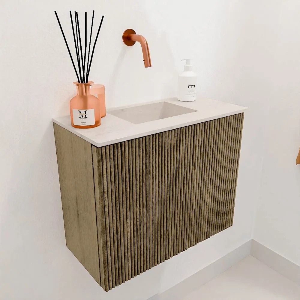 Mondiaz Joya DLux 50cm toiletmeubel dusk met wastafel faye midden zonder kraangat meli