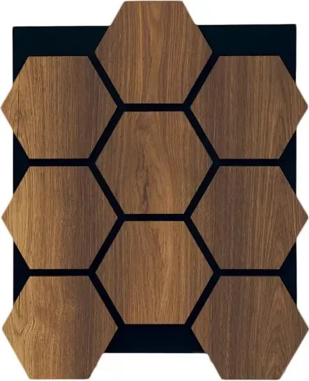 Hexagon Vilt Woodie Paneel Dark - 80 cm x 60 cm x 2 cm | 2.8 kg | Paneli akoestische wandpanelen - AKU Wandpanelen
