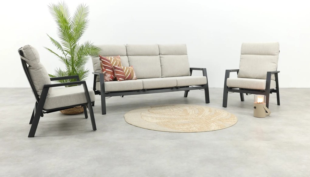 Lagos verstelbare 5-zits stoel-bank loungeset - Antraciet