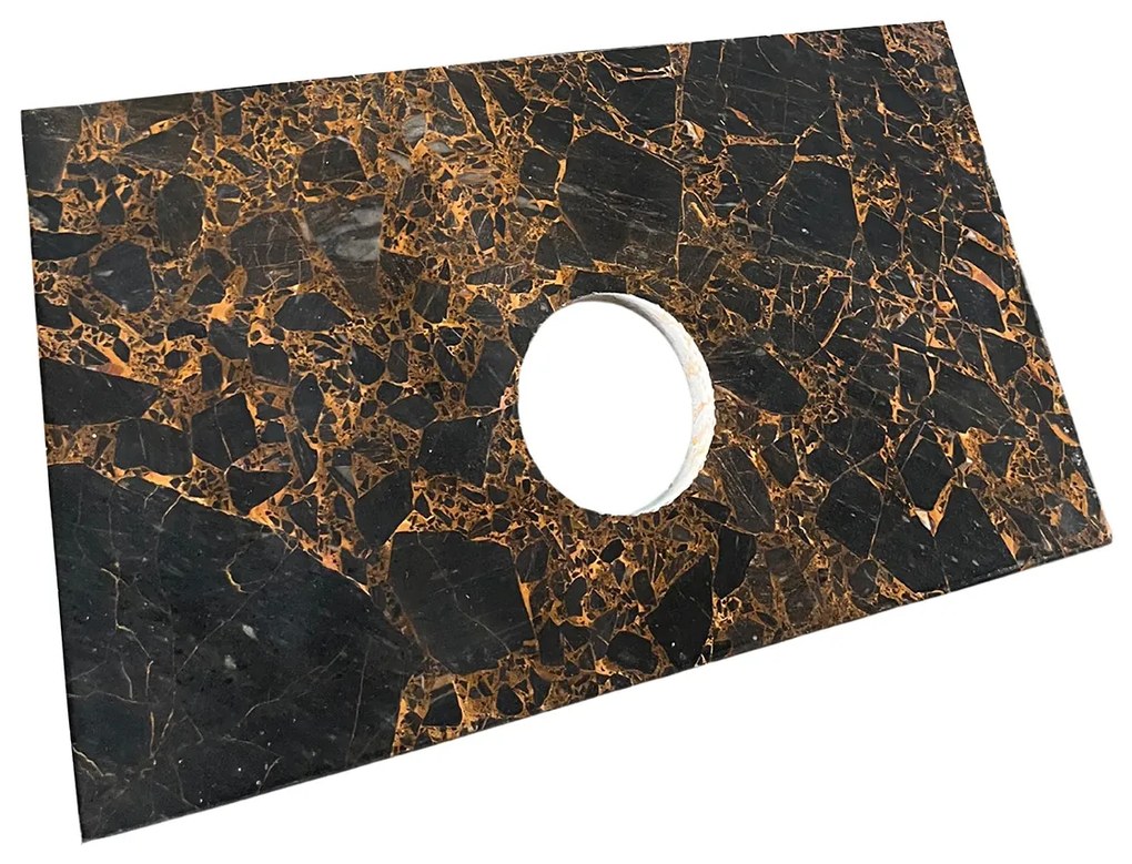 Fontana Athens Portoro Gold Micro Marble toiletmeubel met ribbelfront 40cm wit mat