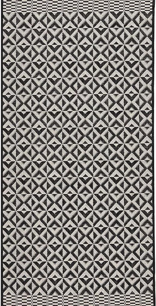 Vloerkleed Modern Geometric black/wool 67x130cm