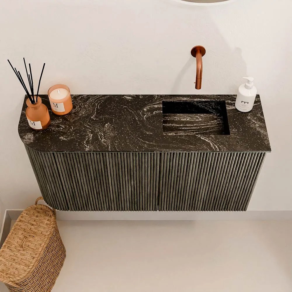 Mondiaz Joya DLux 80cm toiletmeubel ronding links shadow met wastafel faye rechts zonder kraangat lava