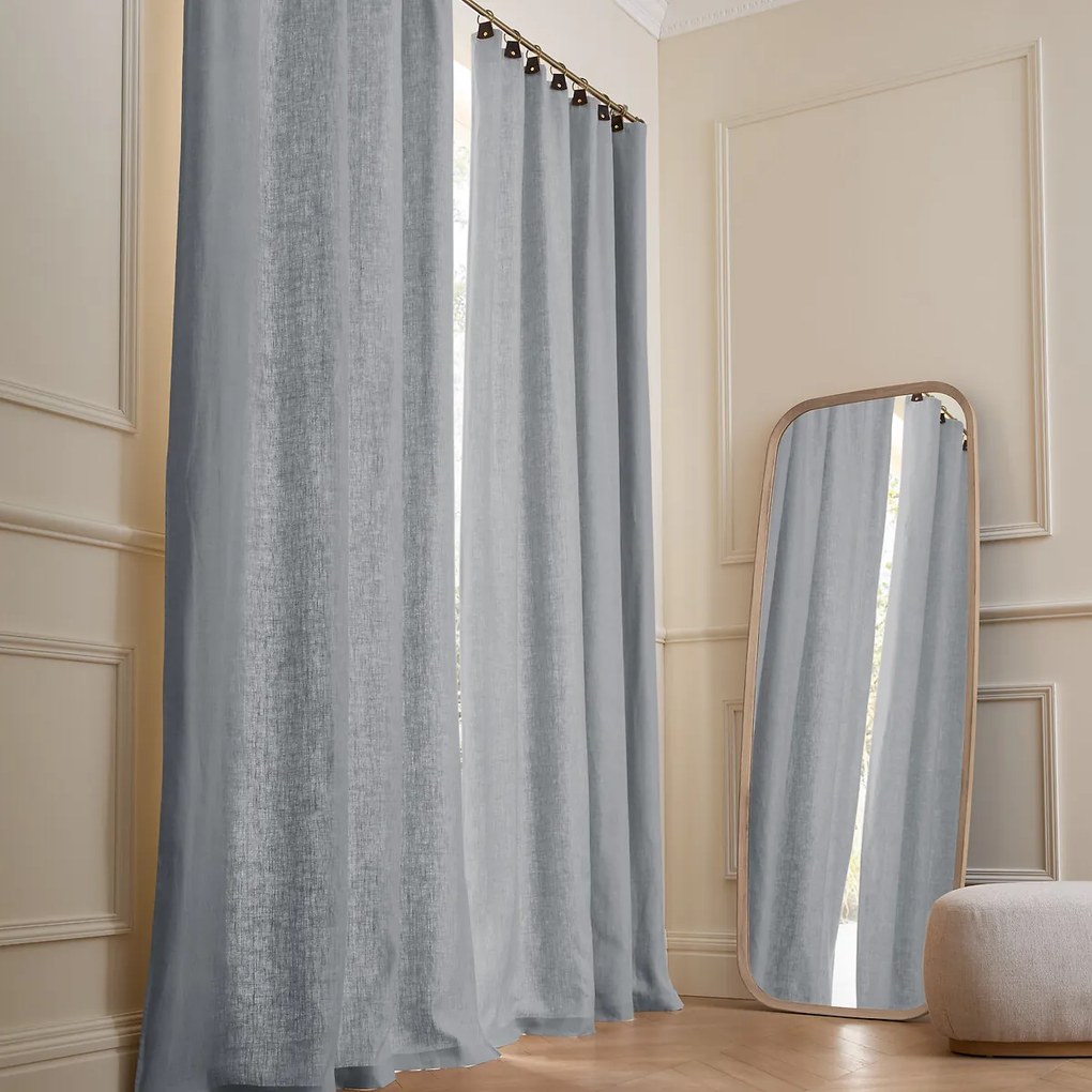 Gordijn in gewassen gevoerd linnen met ringen, Private