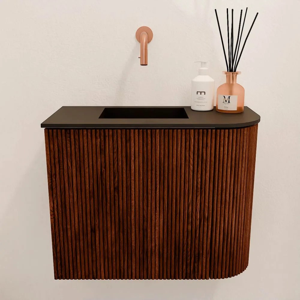 Mondiaz Joya 50cm toiletmeubel ronding rechts ruby met wastafel faye links zonder kraangat urban