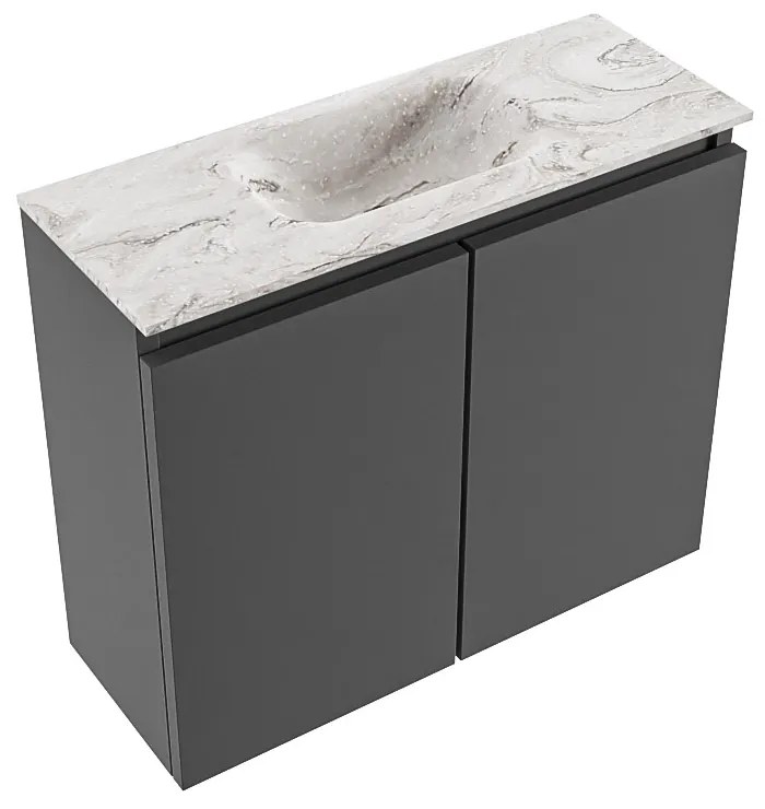 Mondiaz Ture DLux toiletmeubel 60cm dark grey met wastafel glace midden met kraangat