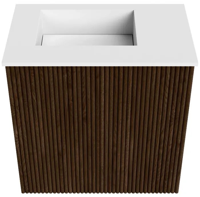 Mondiaz Joya 40cm toiletmeubel walnut met wastafel faye links zonder kraangat talc