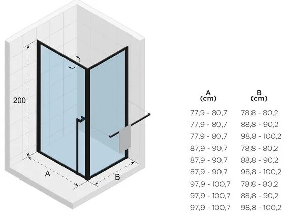 Riho Lucid GD201 douchecabine 80x80cm mat zwart