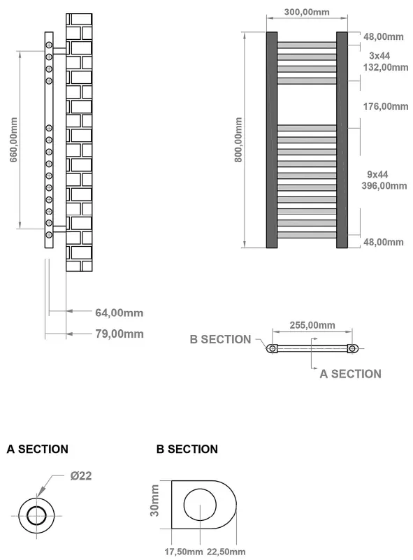 Eastbrook Wingrave handdoekradiator 30x80cm chroom 171W