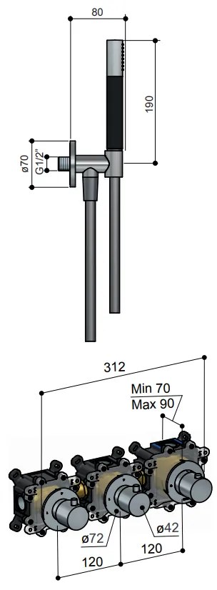 Hotbath Cobber IBS70 inbouwdouche met 15cm plafondbuis en 30cm hoofddouche chroom