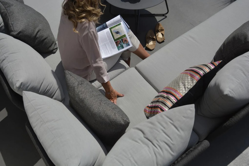 4 Seasons Outdoor Belize Loungeset links met axel bijzettafels Loungeset antraciet weerbestendig