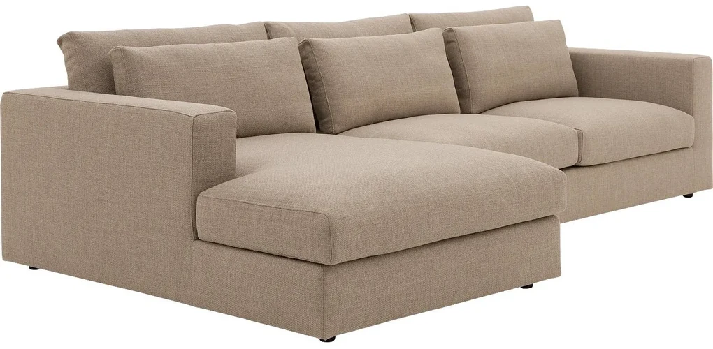 Goossens Excellent Bank Gs-1505 Met Chaise Longue bruin, stof, 2,5-zits, elegant chic met chaise longue links
