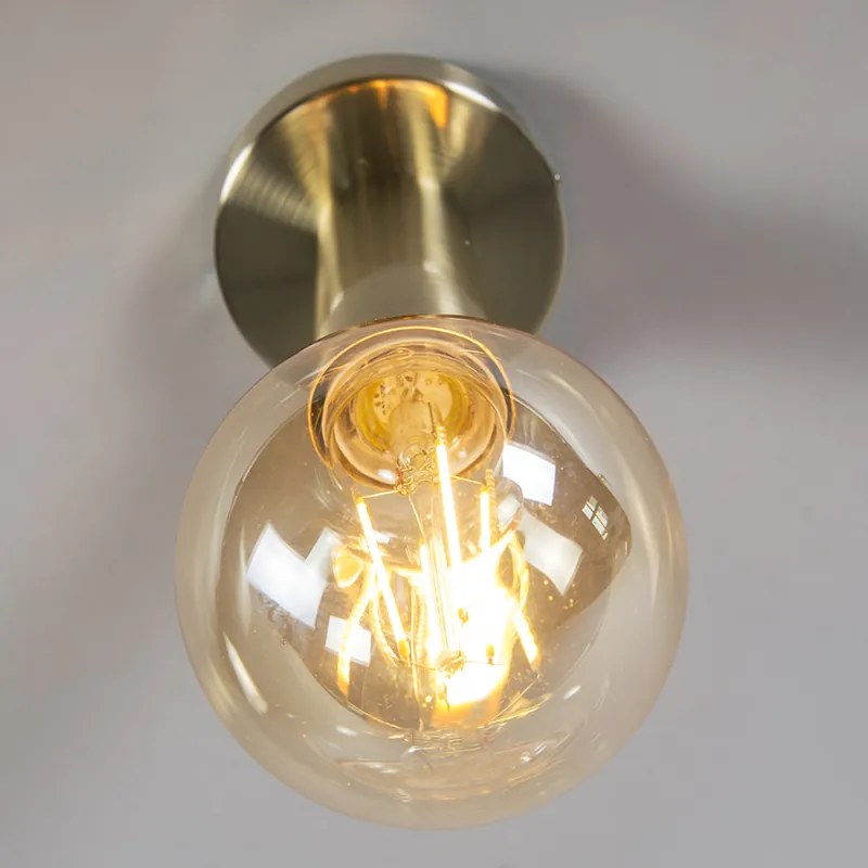Moderne plafondlamp goud 13 cm - Facil Design, Modern E27 cilinder / rond Binnenverlichting Lamp