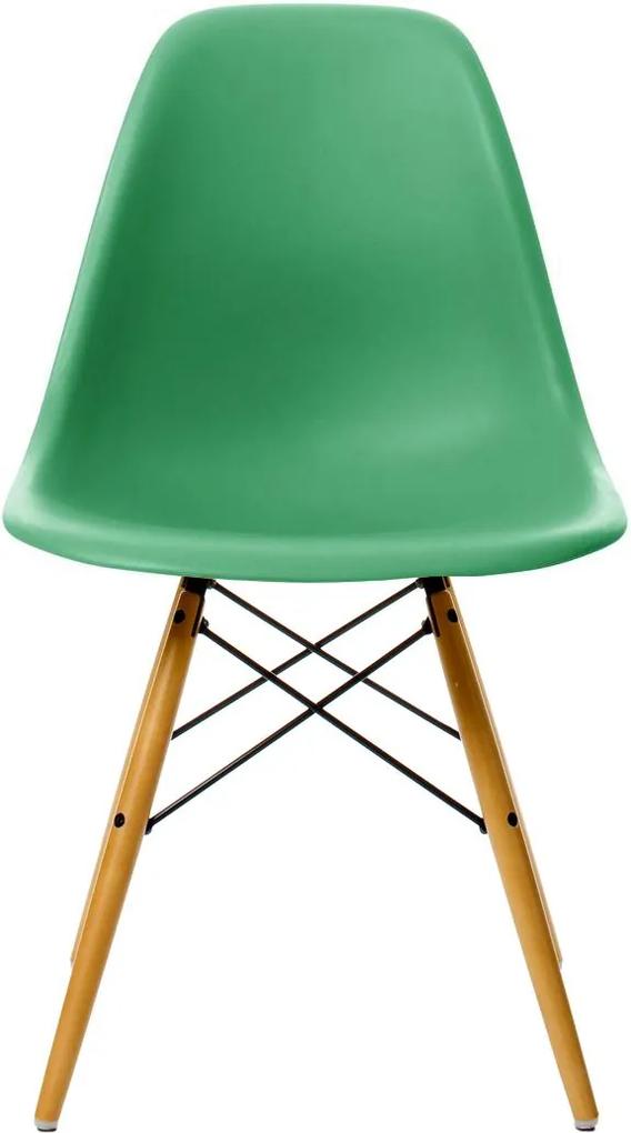 Vitra DSW stoel kuip classic green onderstel geelachtig esdoorn