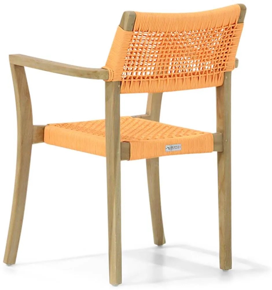 Tuinstoel stapelbaar Teak/Rope Oranje Lifestyle Garden Furniture Dallas