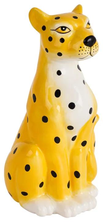 Decoratie beeld luipaard - geel - 12x10x21 cm